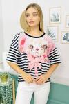 146969 Cizgili Baskili Tshirt
